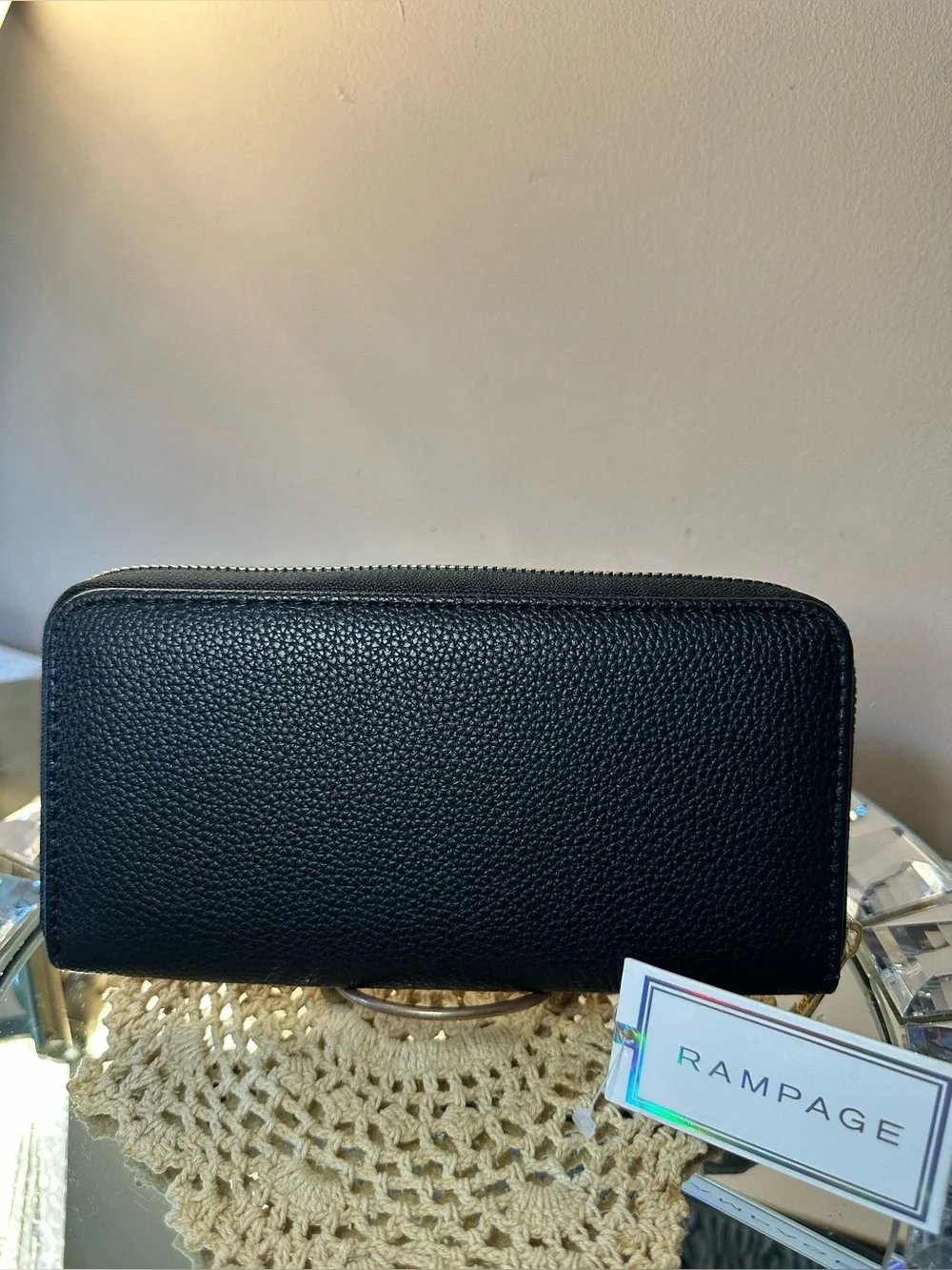 Rampage Black Floral Embroidered Zip-Around Long Wallet